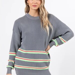 Pink Lily Striped Sweater Set